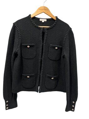 J Crew Odette Jewel Button Lady Sweater Jacket, Black, L